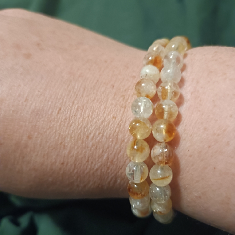 2 Elegant Citrine Beaded Bracelets